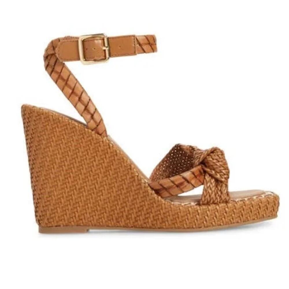 *NWOT Steve Madden Ylan Wedge Sandal in Cognac – Sz 10 - Picture 2 of 8